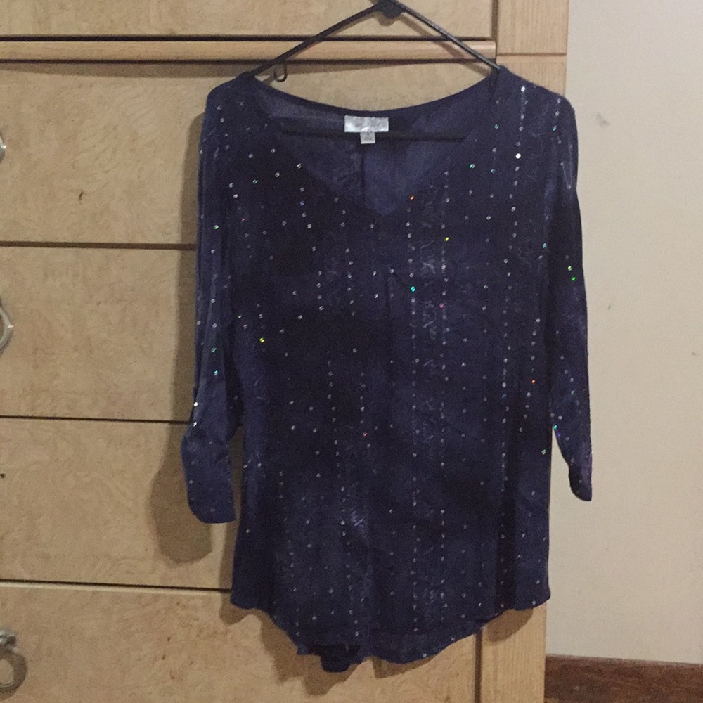 Stretchy Dress Barn Blue sequence dress top😼